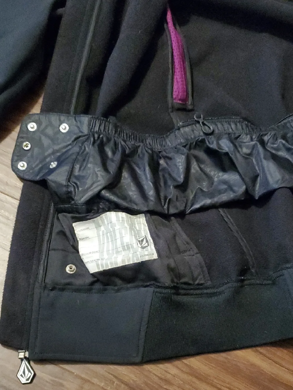 Volcom Nimbus Black Hooded Zip Jacket with Stud Detailing